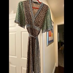 Wrap look green/brown dress